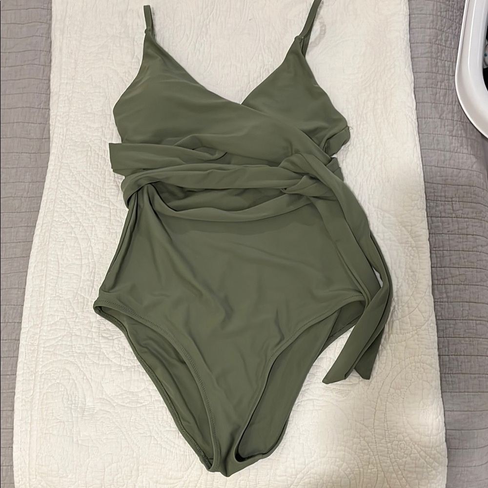 Aerie one piece wrap swimsuit - olive green - Medium Long